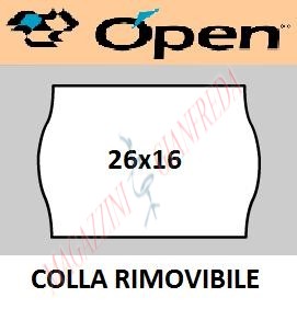 ROTOLO ETICHETTE 26X16 AD ONDA BIANCO RIMOVIBILE PER PREZZATRICE